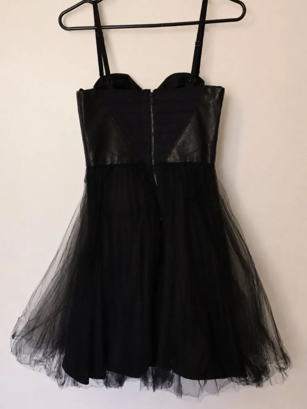 Alice + Olivia Black Leather Bustier Tulle Fit & Flare Dress - Picture 2 of 6